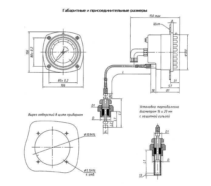 ТГП-100-М1 Габаритные размеры