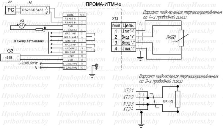 Схема подключения ПРОМА-ИТМ-4Х