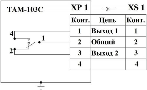 Схема электрическая соединений датчиков-реле температуры ТАМ-103С от ПРИБОРИНВЕСТ